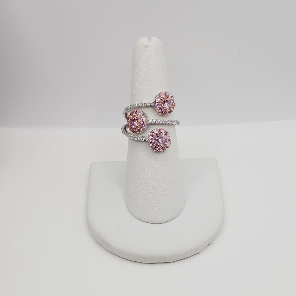 Pink Ice Triple Flower Ring - Picture 9 of 10